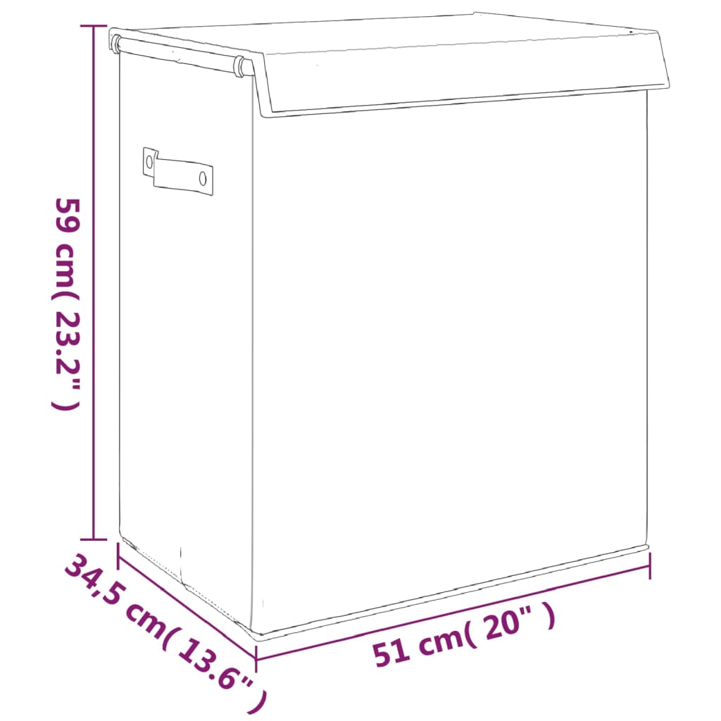 Foldable laundry basket 51x34.5x59 cm artificial linen gray - number 9.