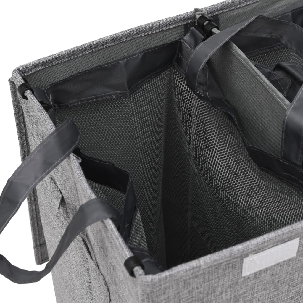 Foldable laundry basket 51x34.5x59 cm artificial linen gray - number 8.