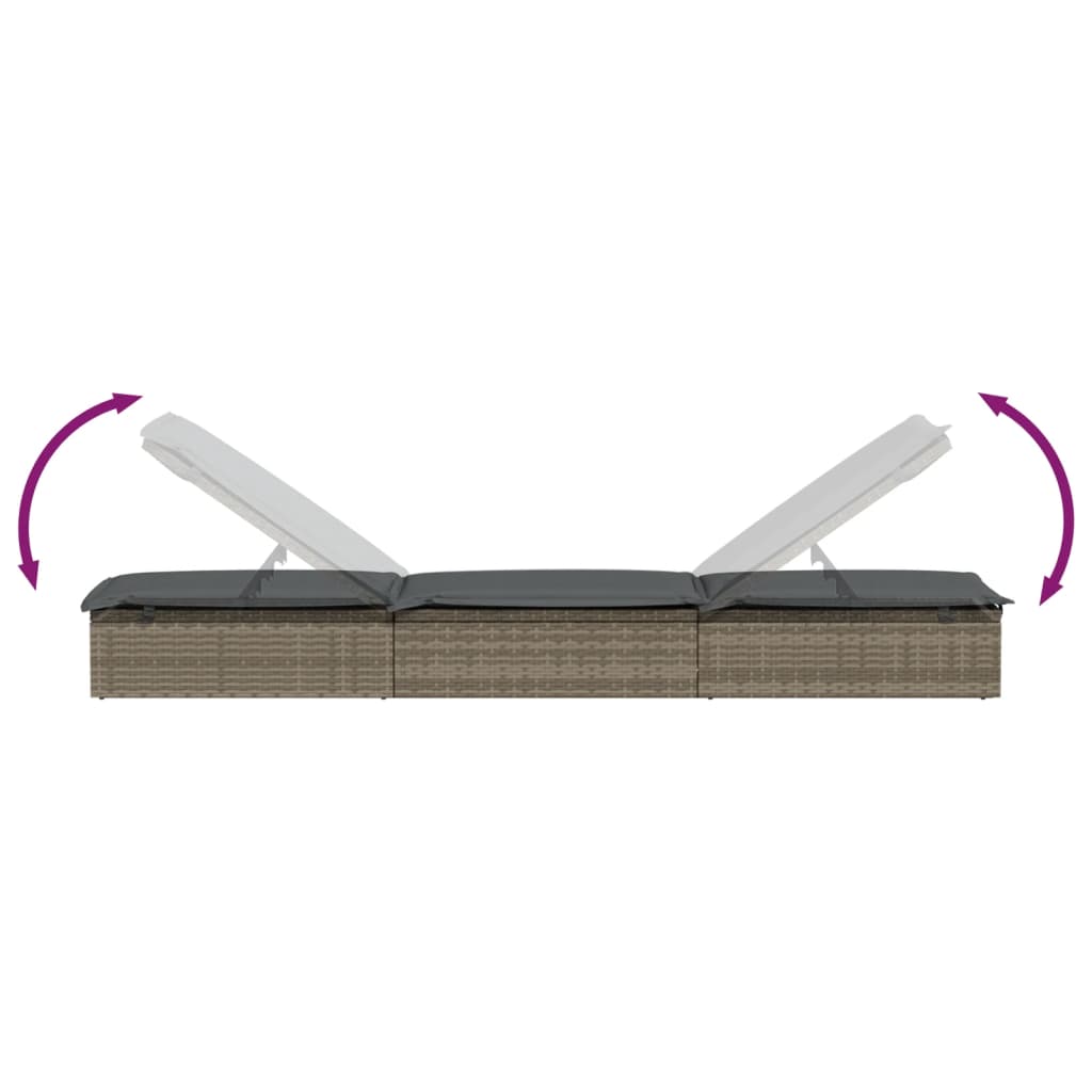 Ležaljka 1 kom. s jastukom 201x55x62 cm poliratan siva - number 7.