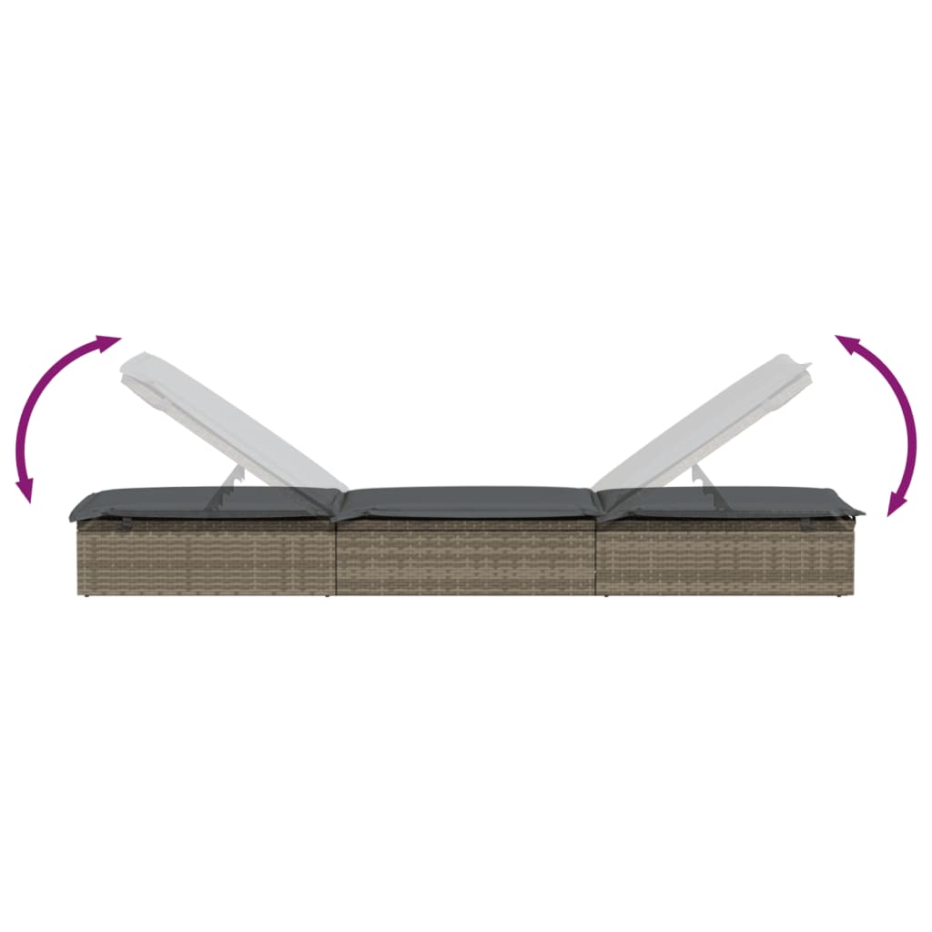 Ležaljke 2 kom. sa stolom od poliratana - siva, 3 - number 7.