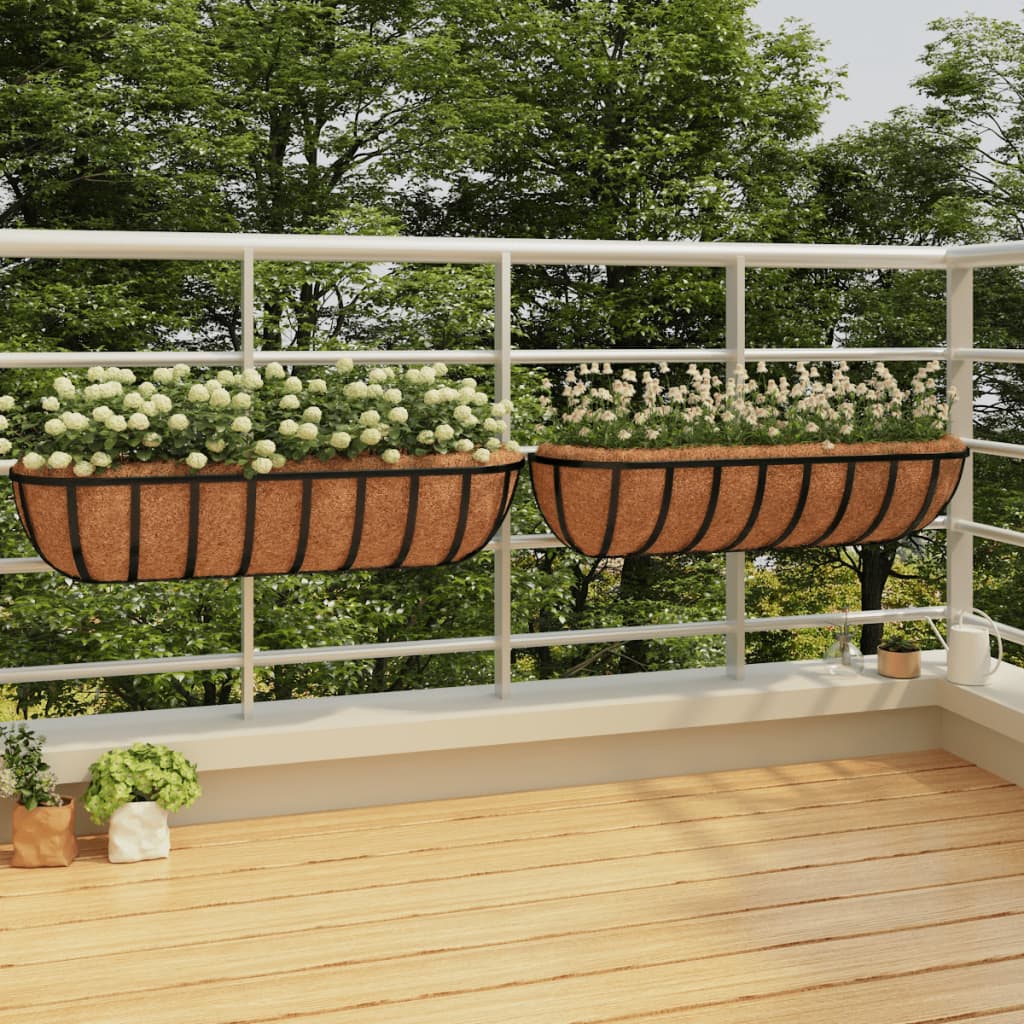 Flower baskets for wall 2 pcs. coconut fiber insert steel - 91 x 20 x 23 cm, 1 - number 1.