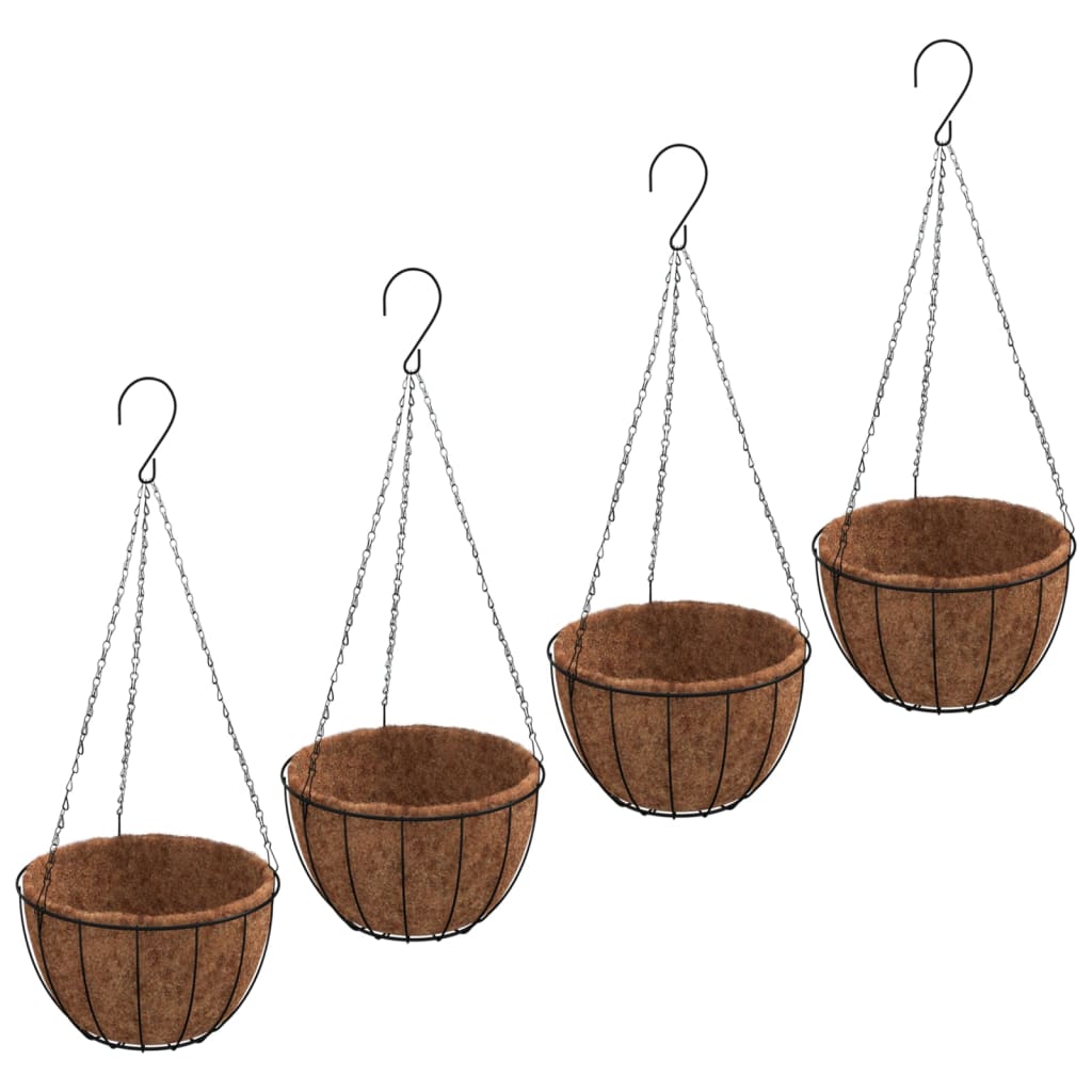 Hanging flower baskets 4 pcs. coconut fiber insert black - ø 35 x 52 cm, 1 - number 2.