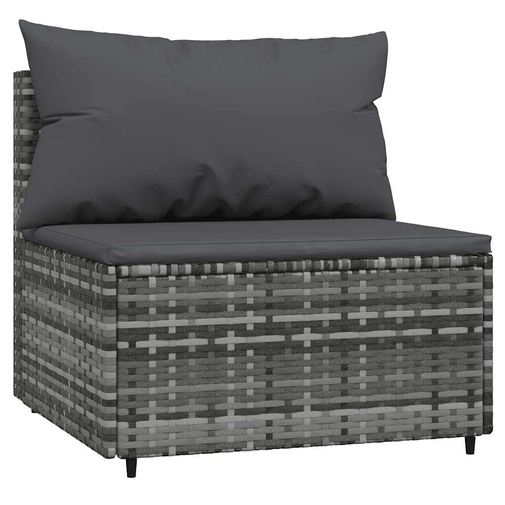 Midtermoduler til havesofa 2 stk. med hynder polyrattan - grå, 1, 2x midterdel - number 3.