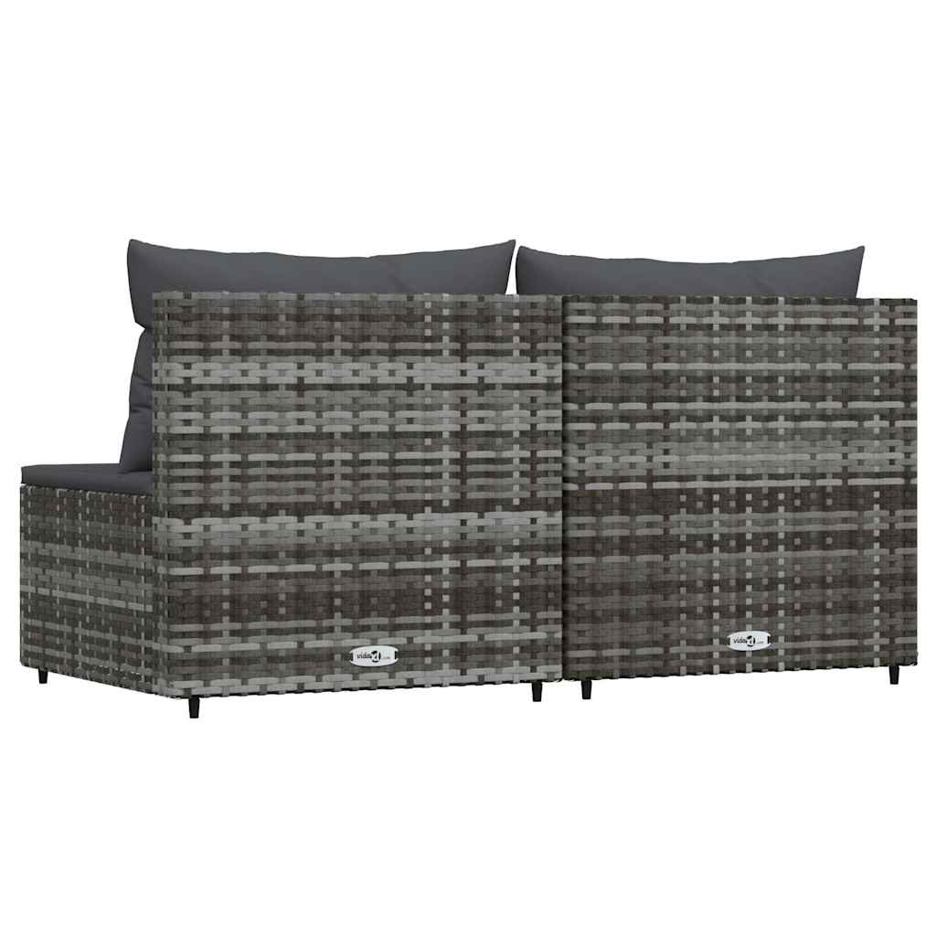 Midtermoduler til havesofa 2 stk. med hynder polyrattan - grå, 1, 2x midterdel - number 5.
