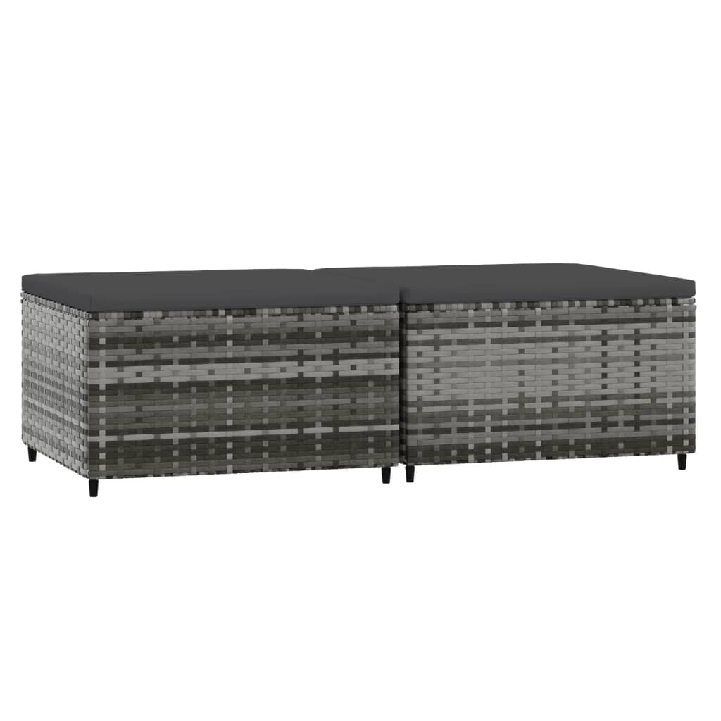 Fodskamler til have stk. med hynder polyrattan - grå, 2 - number 2.
