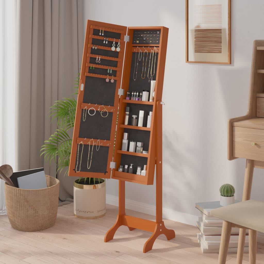 Fritstående spejl 34x37x146 cm - brun, 1 - number 3.