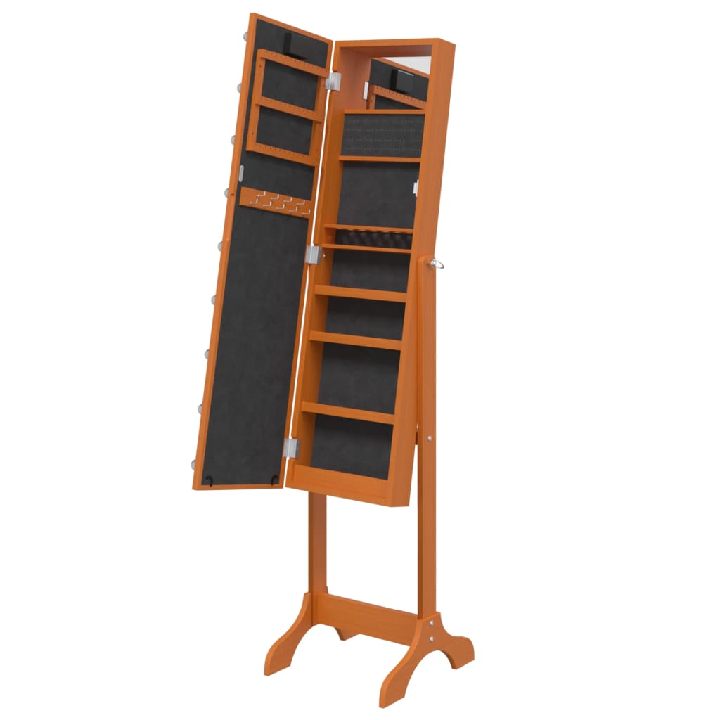 Fritstående spejl med led 34x37x146 cm - brun, 1 - number 9.