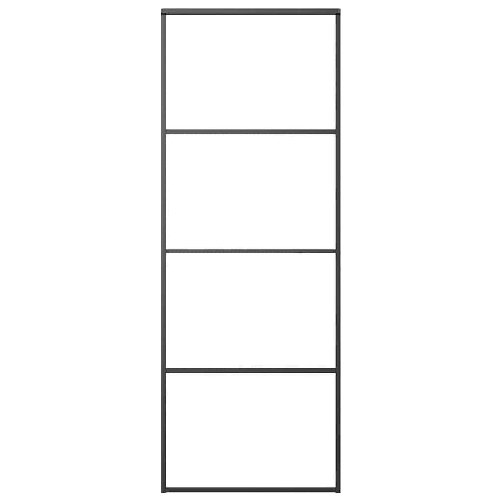 Skjutdörr med beslagssats säkerhetsglas aluminium - 76 x 205 cm, 1, 3 horisontella stänger - number 5.