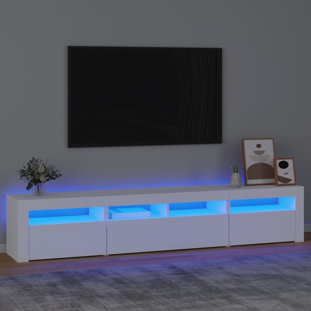 Szafka rtv z oświetleniem led 210x35x40 cm - biała, 1, 210 cm - number 1.