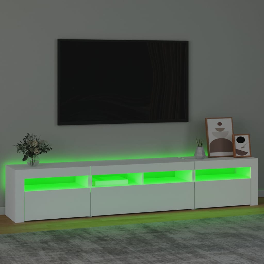 Szafka rtv z oświetleniem led 210x35x40 cm - biała, 1, 210 cm - number 4.