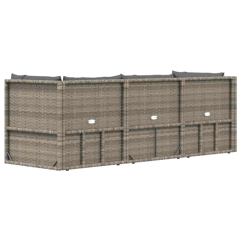 Dnevni boravak za vrt 3 dijela s jastucima polirattan - sivi, 2x kutni dijelovi + srednji dio, 1 - number 6.