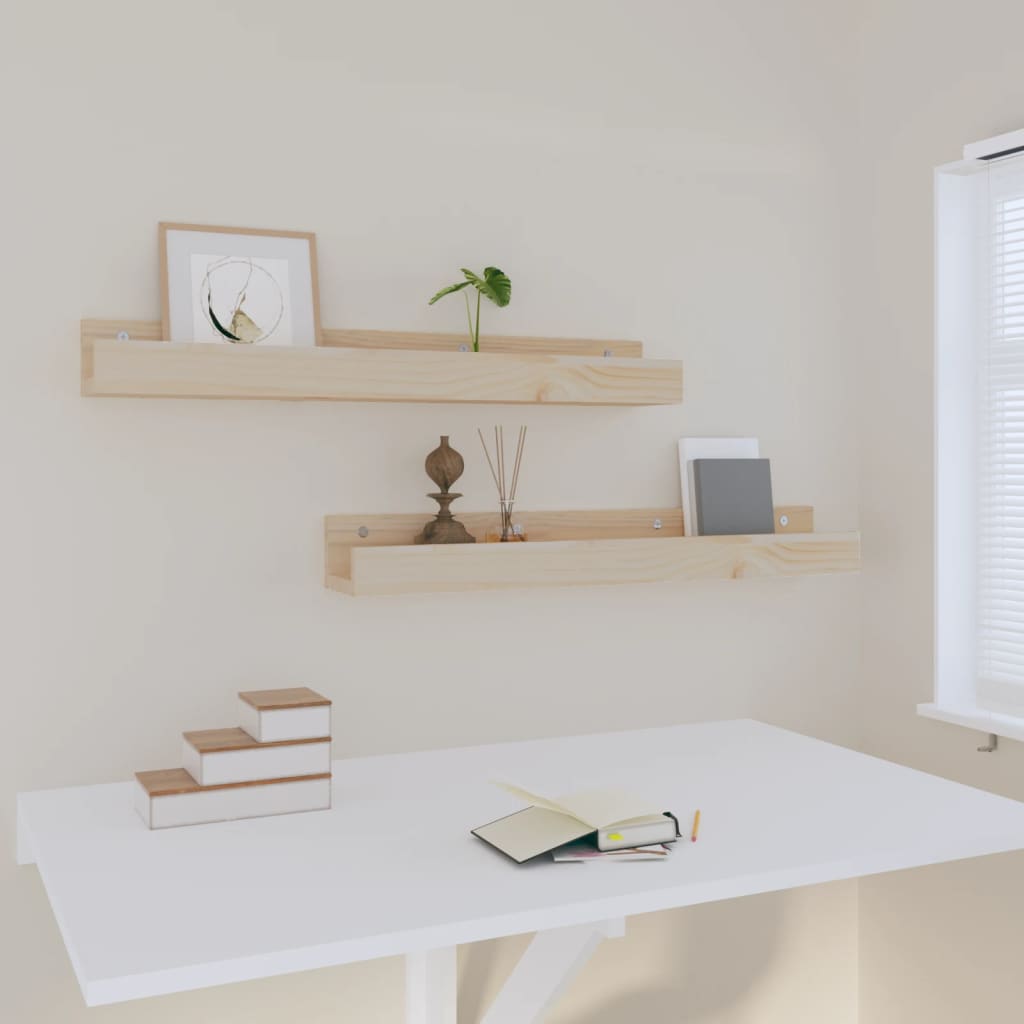 Półki ścienne 2 szt. posinina stała - naturalny kolor, 80 x 12 x 9 cm, 1 - number 6.