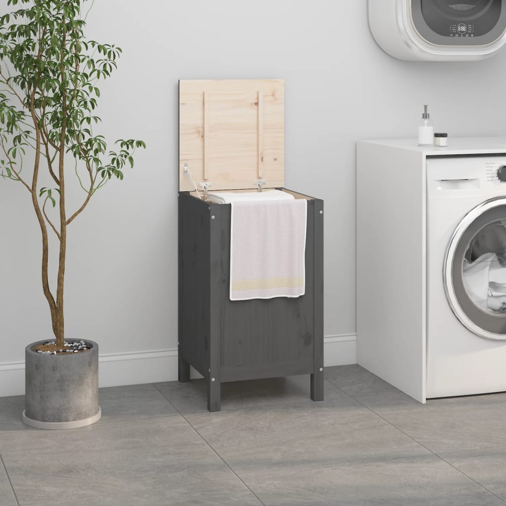 Laundry basket solid pine - grey, 44 x 44 x 76 cm, 1 - number 1.
