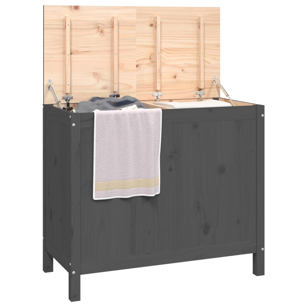 Laundry basket 88.5x44x76 cm solid pine - grey, 88.5 x 44 x 76 cm, 1 - number 4.