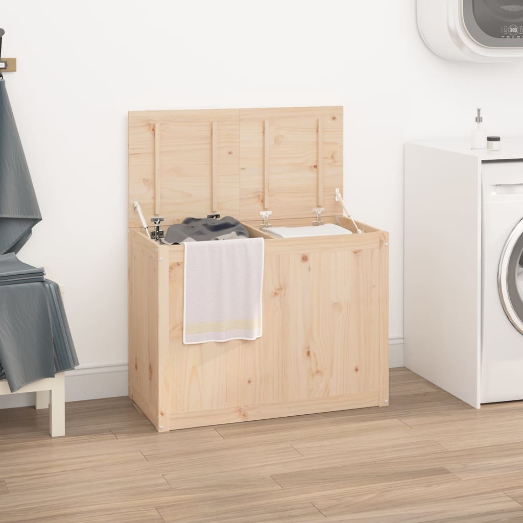 Laundry basket 88.5x44x66 cm solid pine - natural color, 88.5 x 44 x 66 cm, 1 - number 1.