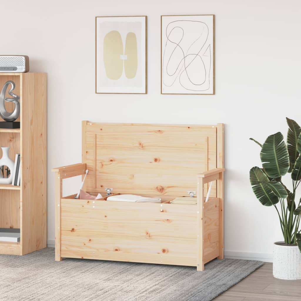 Bænk 112,5x51x,5x96,5 cm massivt fyrretræ - naturfarvet - number 3.