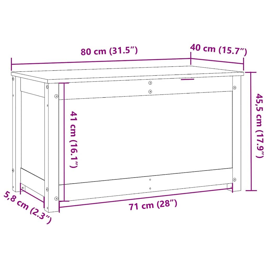 Opbevaringskasse 80x40x45,5 cm massivt fyrretræ - naturfarvet, 80 x 40 x 45.5 cm, 1 - number 12.