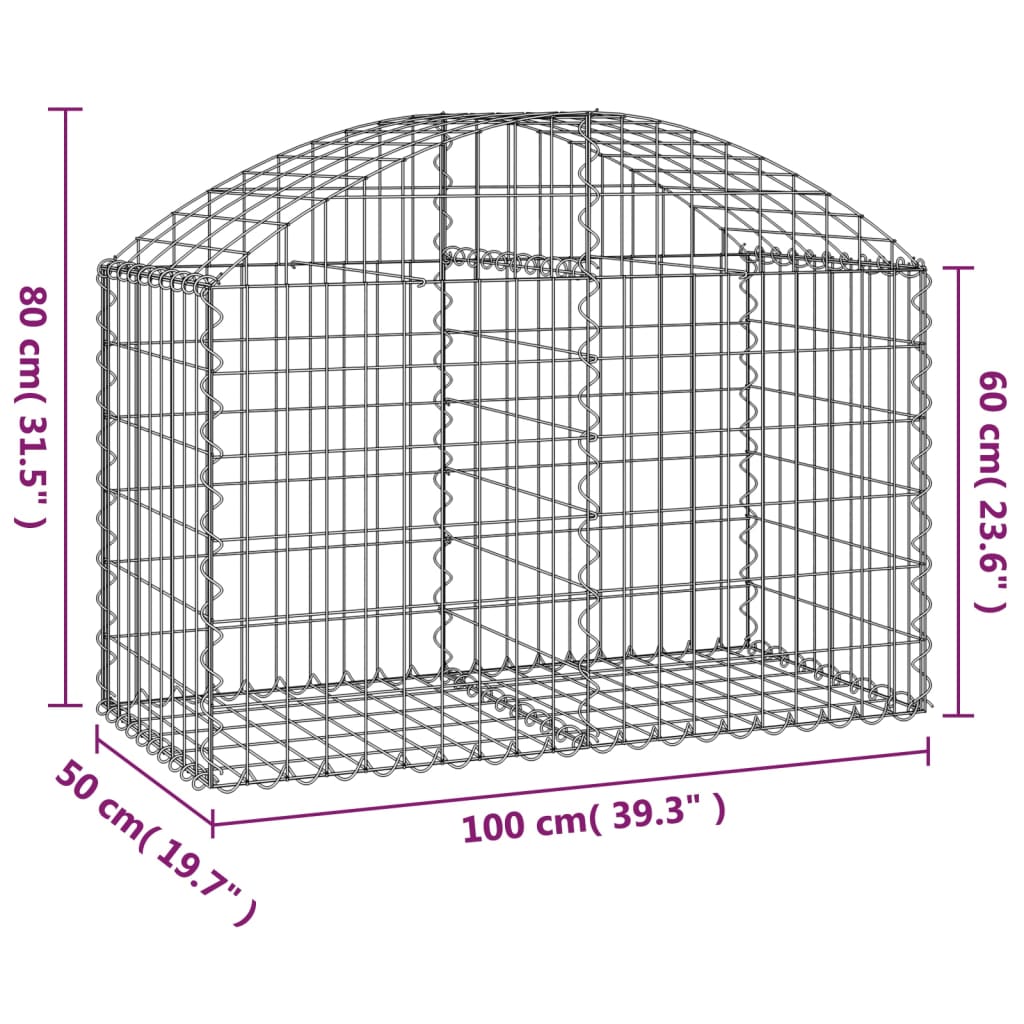 Curved gabion basket galvanized iron - 100 x 50 x 60/80 cm, 1 - number 5.