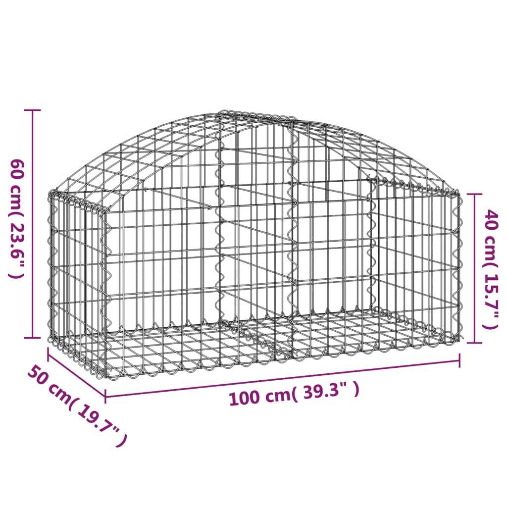 Curved gabion basket galvanized iron - 200 x 50 x 200/220 cm, 1 - number 5.