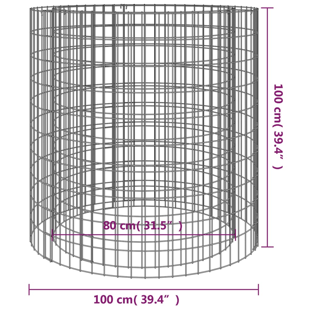 Gabion bonfire basket ø 100 cm galvanized iron - number 5.
