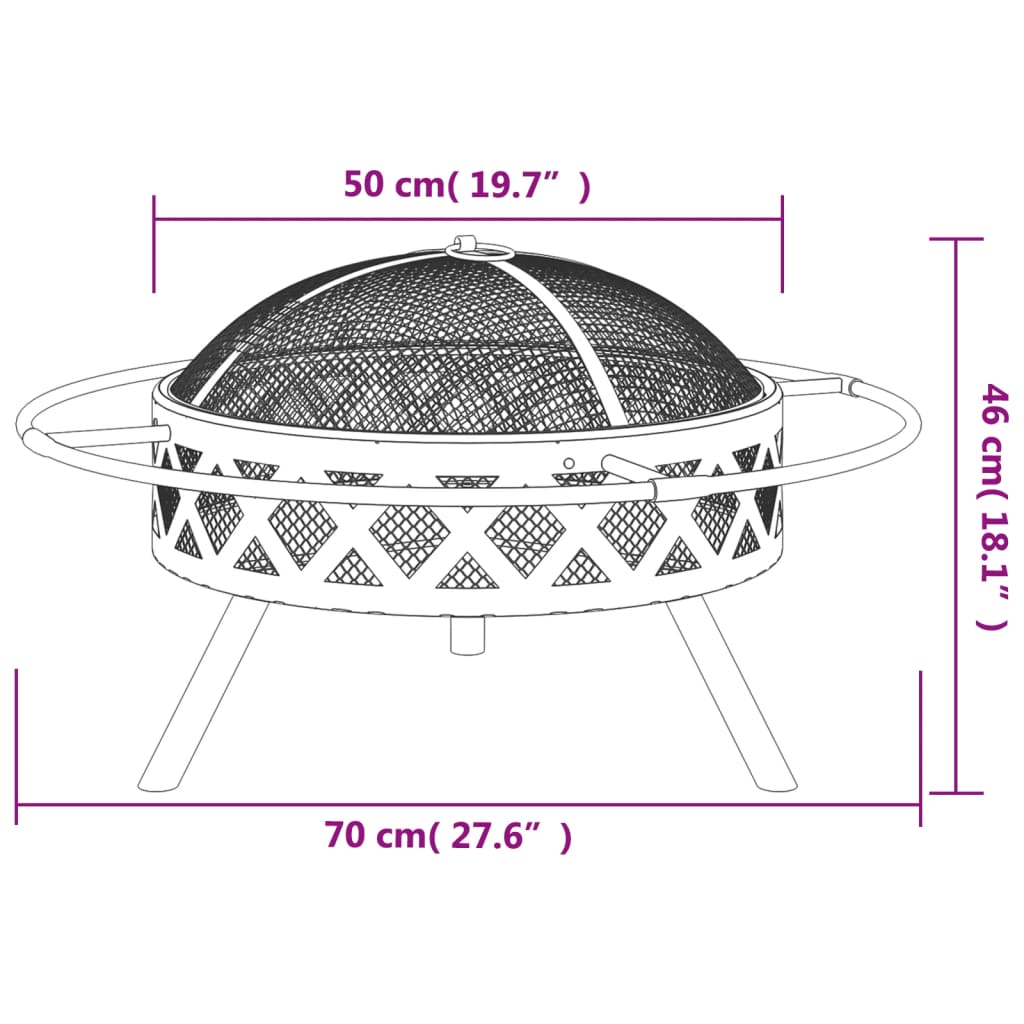 Fire pit with fire dragon 70 cm xxl steel - 70 x 70 x 46 cm (l x w x h) - number 7.