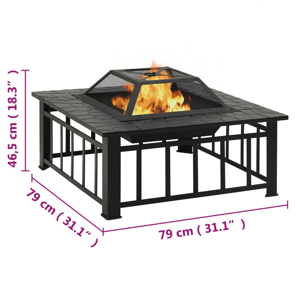 Fire pit with fire dragon 79x79x46.5 cm size xxl steel - number 8.