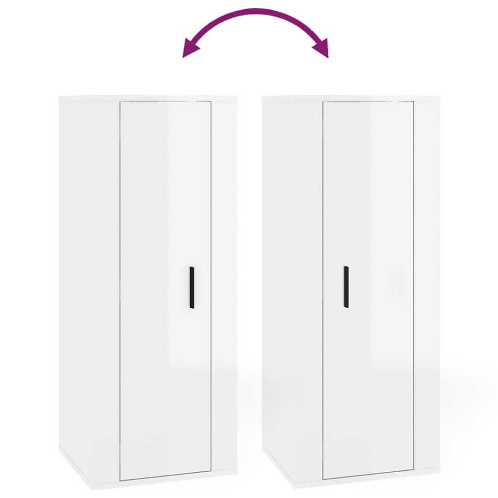 Vegghengt tv-skap 40x34,5x100 cm - hvit høyglans, 40 x 34,5 x 100 cm, 1 - number 8.