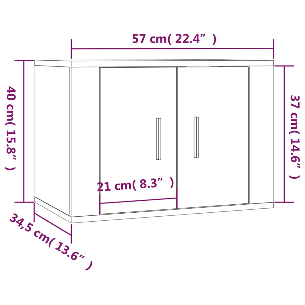 Vegghengt tv-skap 57x34,5x40 cm - hvit, 57 x 34,5 x 40 cm, 1 - number 11.