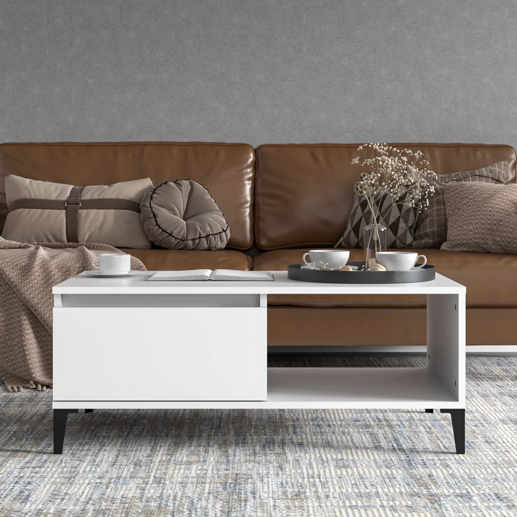 Sofabord 90x50x36,5 cm konstrueret træ - hvid, 1 - number 3.