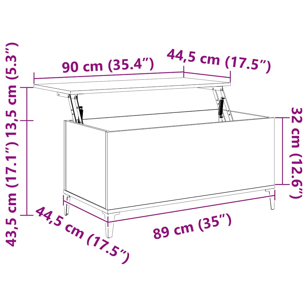 Sofabord 90x44,5x45 cm konstrueret træ - hvid, 1, 90 cm - number 10.