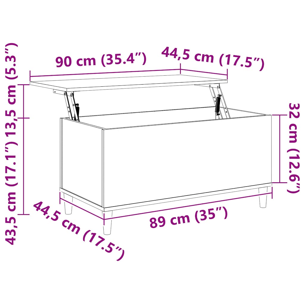 Stolik kawowy 90x44,5x45 cm drewno klejone - biały, 90 x 44,5 x 45 cm, 1 - number 10.