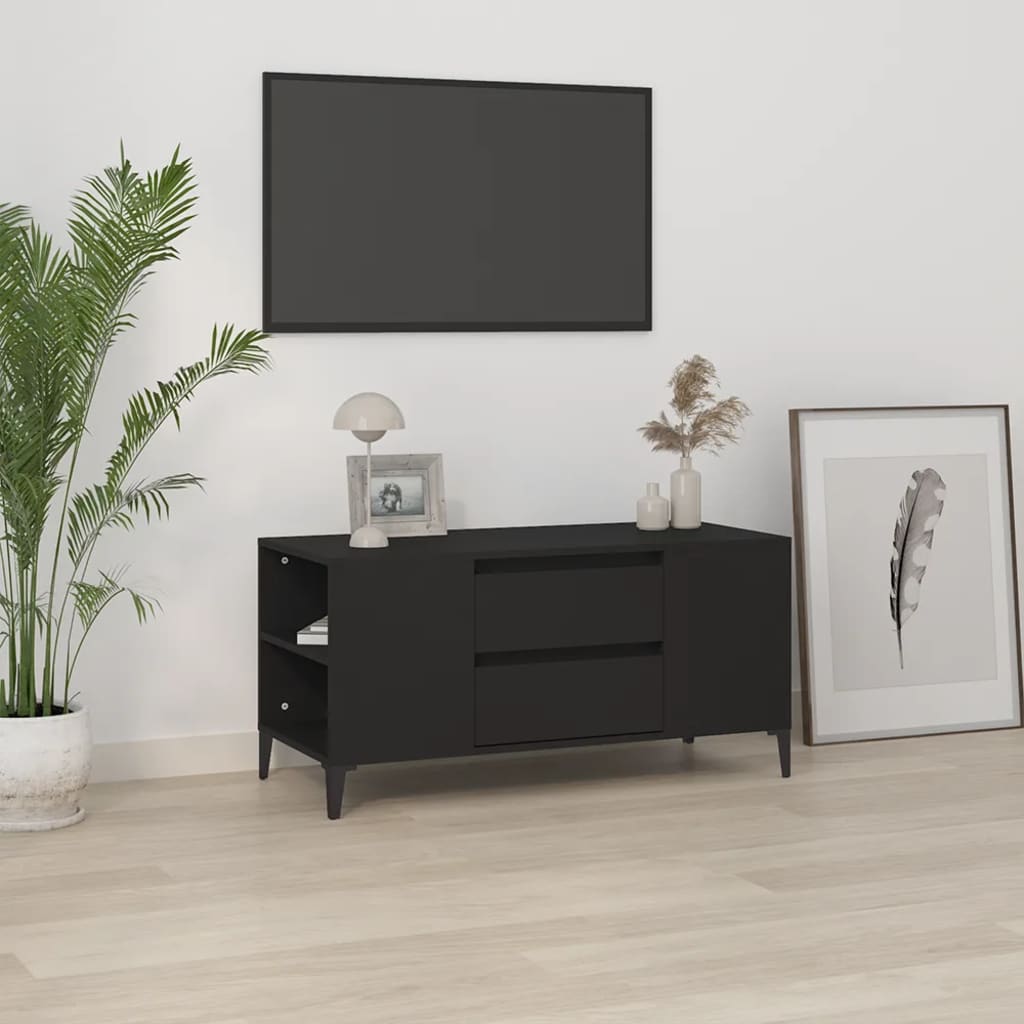 Stolik pod tv 102x44,5x50 cm drewno klejone - czarny, 1 - number 1.