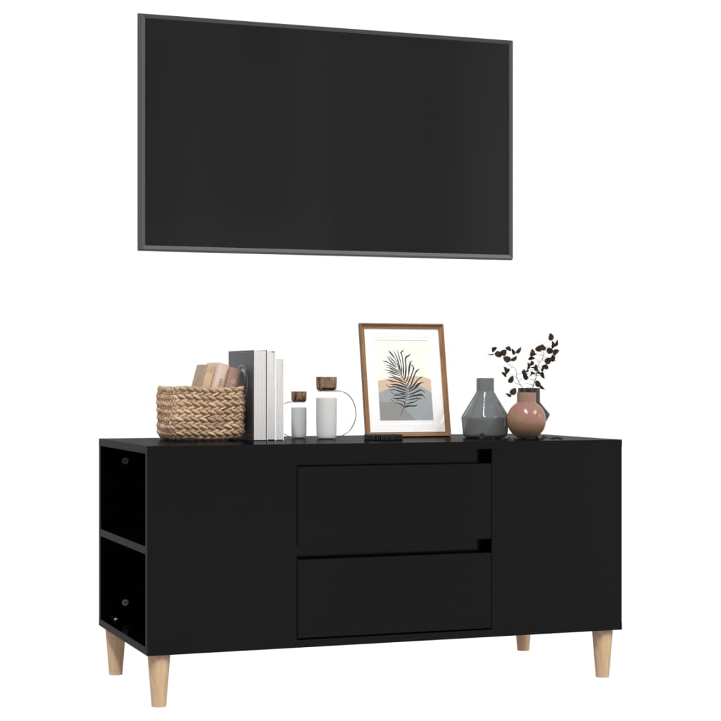 Stolik pod tv 102x44,5x50 cm drewno klejone - czarny, 1 - number 4.