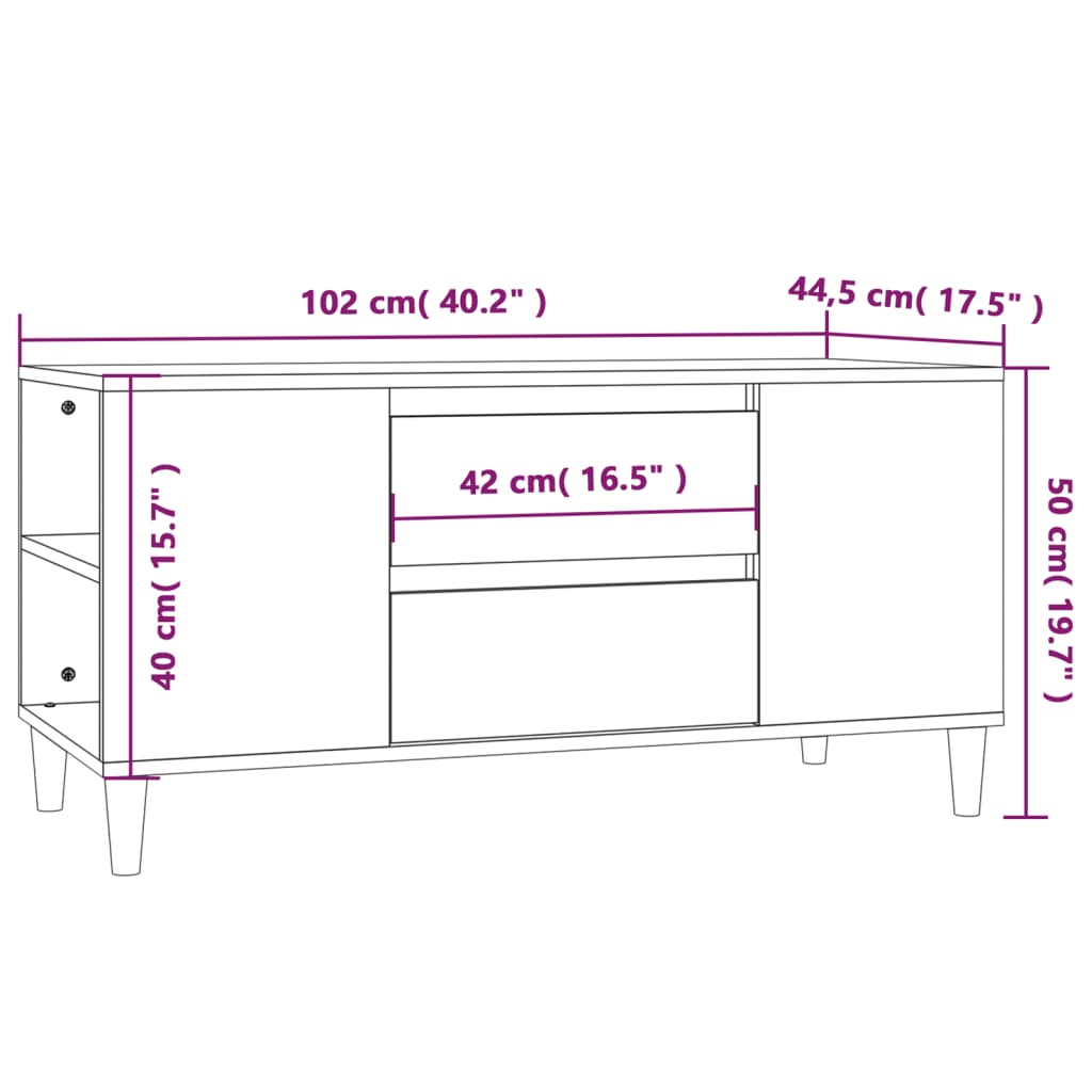 Stolik pod tv 102x44,5x50 cm drewno klejone - czarny, 1 - number 10.