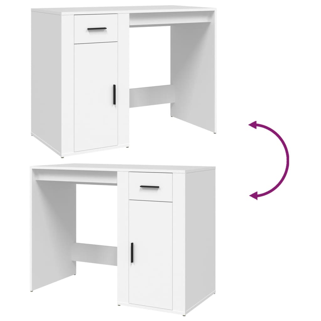 Desiktop 100x49x75 cm zbudowane drewno - białe - number 9.