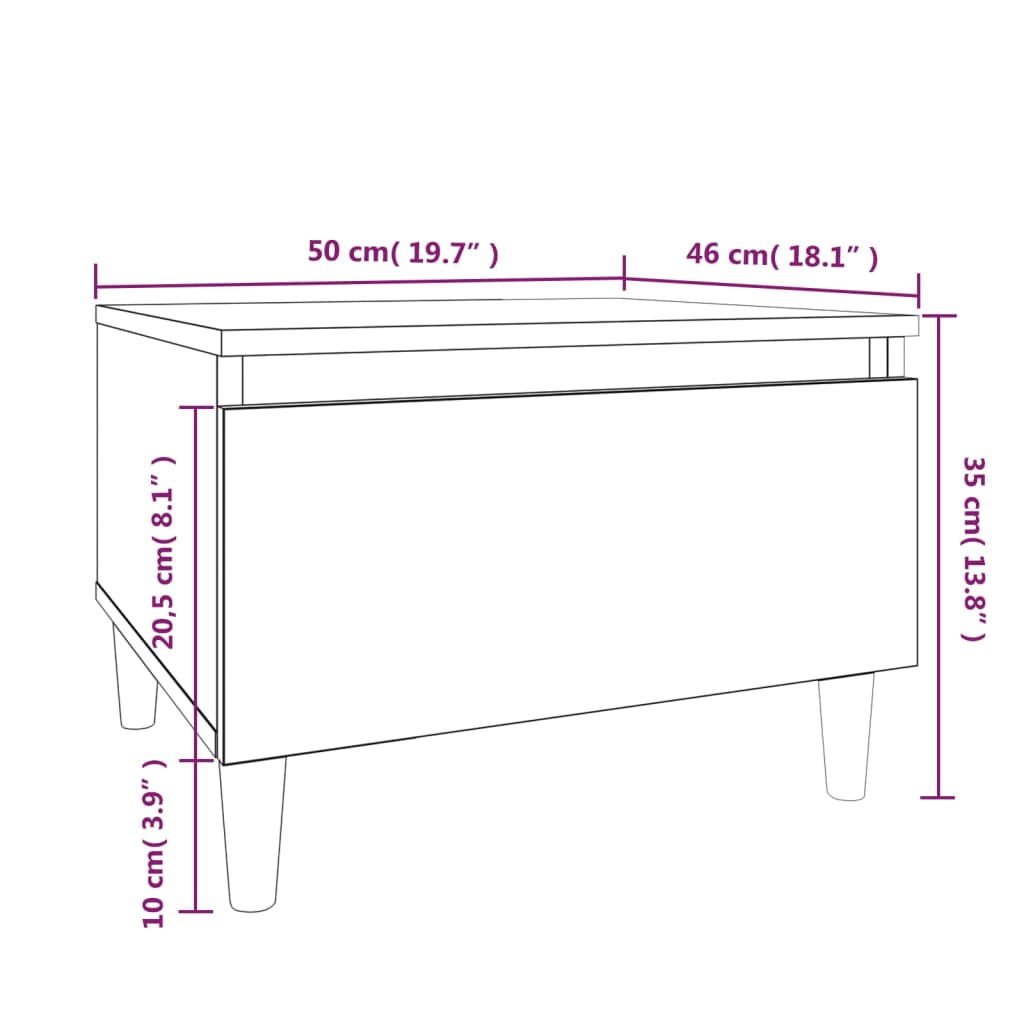 Sidebord stk. 50x46x35 cm konstruert tre - hvit, 2 - number 12.
