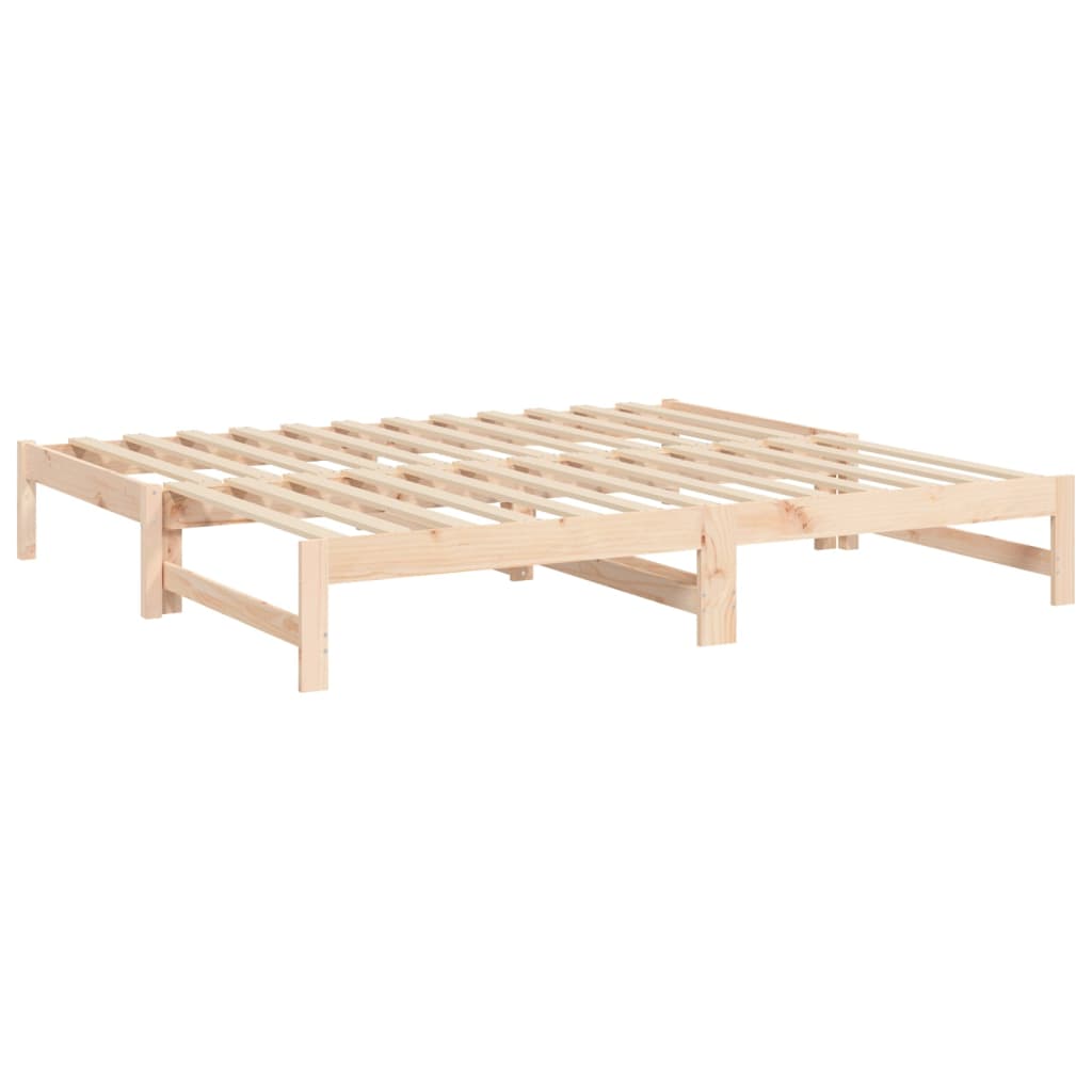 Daybed med udtræk massivt fyrretræ - naturfarvet, 195.5 x 179 x 30 cm - number 7.