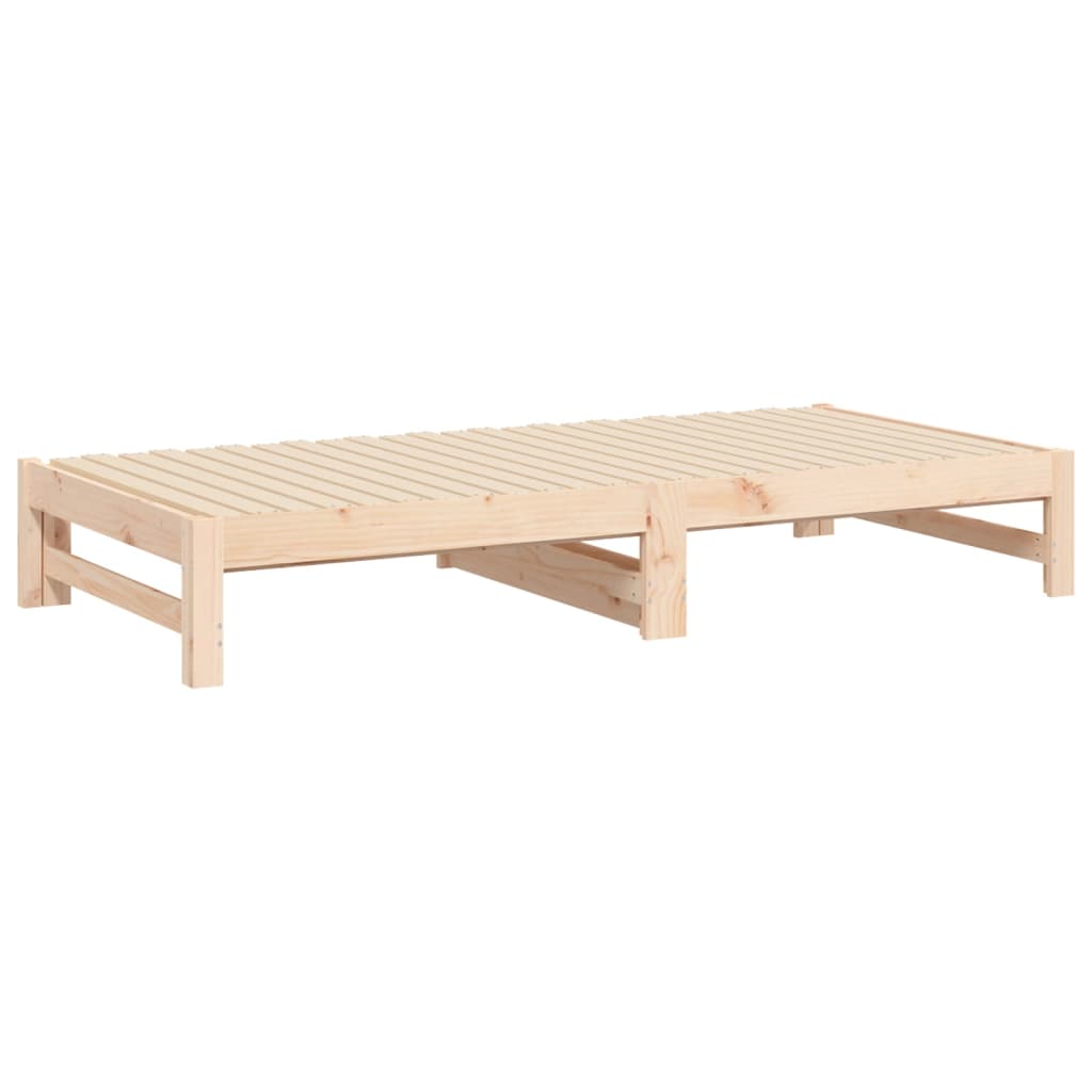 Daybed med udtræk massivt fyrretræ - naturfarvet, 195.5 x 179 x 30 cm - number 8.