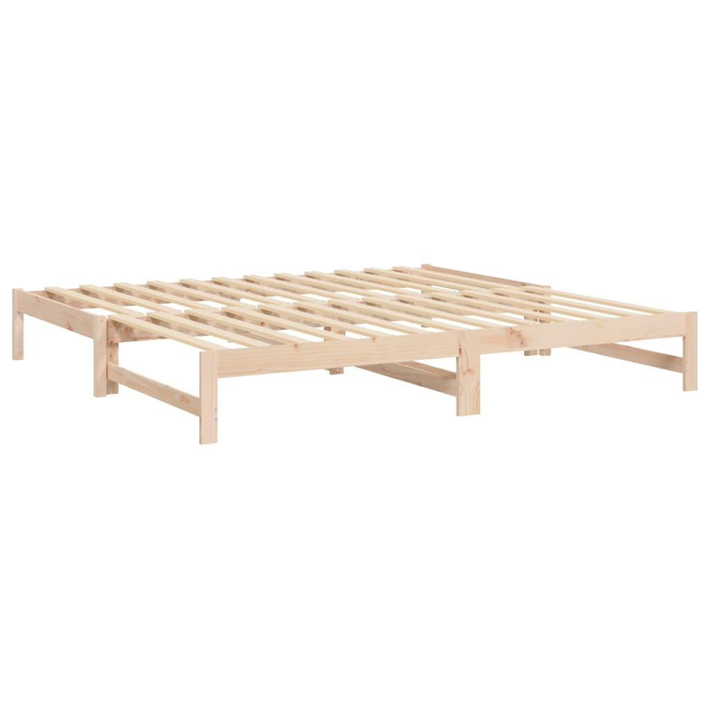 Daybed med udtræk massivt fyrretræ - naturfarvet, 205.5 x 179 x 30 cm - number 7.