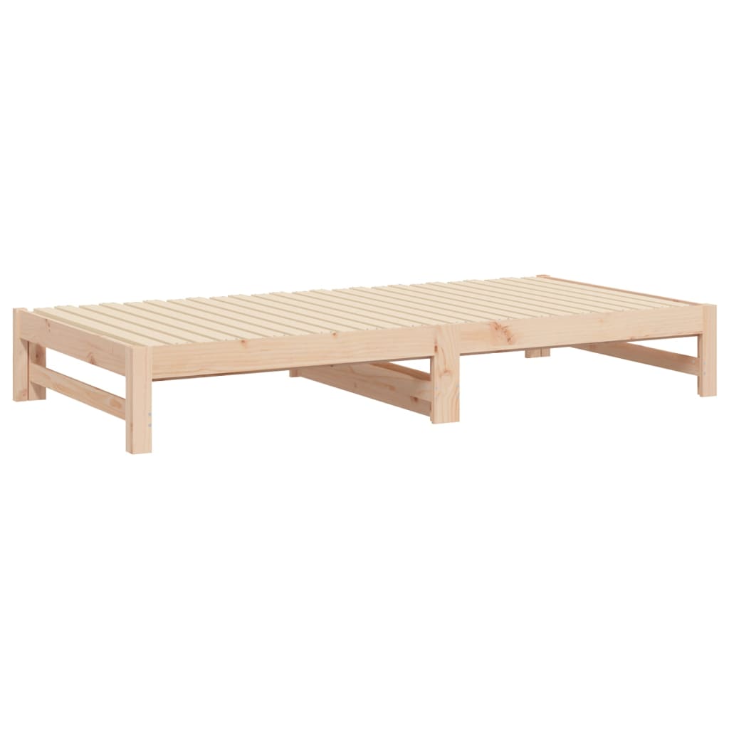 Daybed med udtræk massivt fyrretræ - naturfarvet, 205.5 x 179 x 30 cm - number 8.