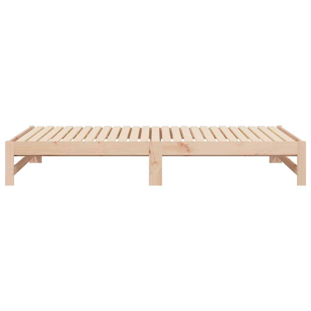 Daybed med udtræk massivt fyrretræ - naturfarvet, 205.5 x 179 x 30 cm - number 10.
