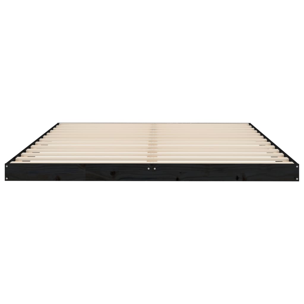 Cadre de lit en pin massif - noir, 150 x 200 cm - number 5.