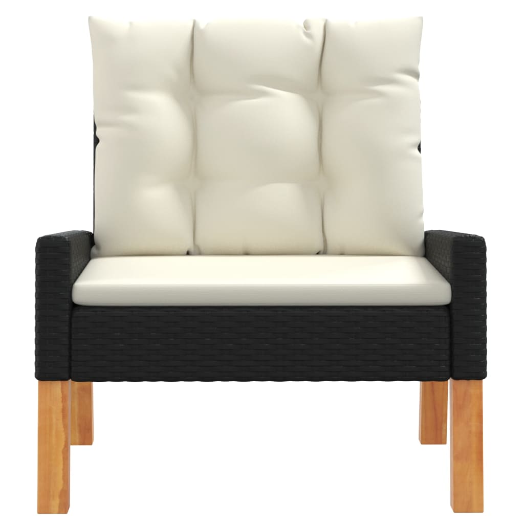 Loungesæt til haven 4 dele med hynder polyrattan og massivt træ - number 6.