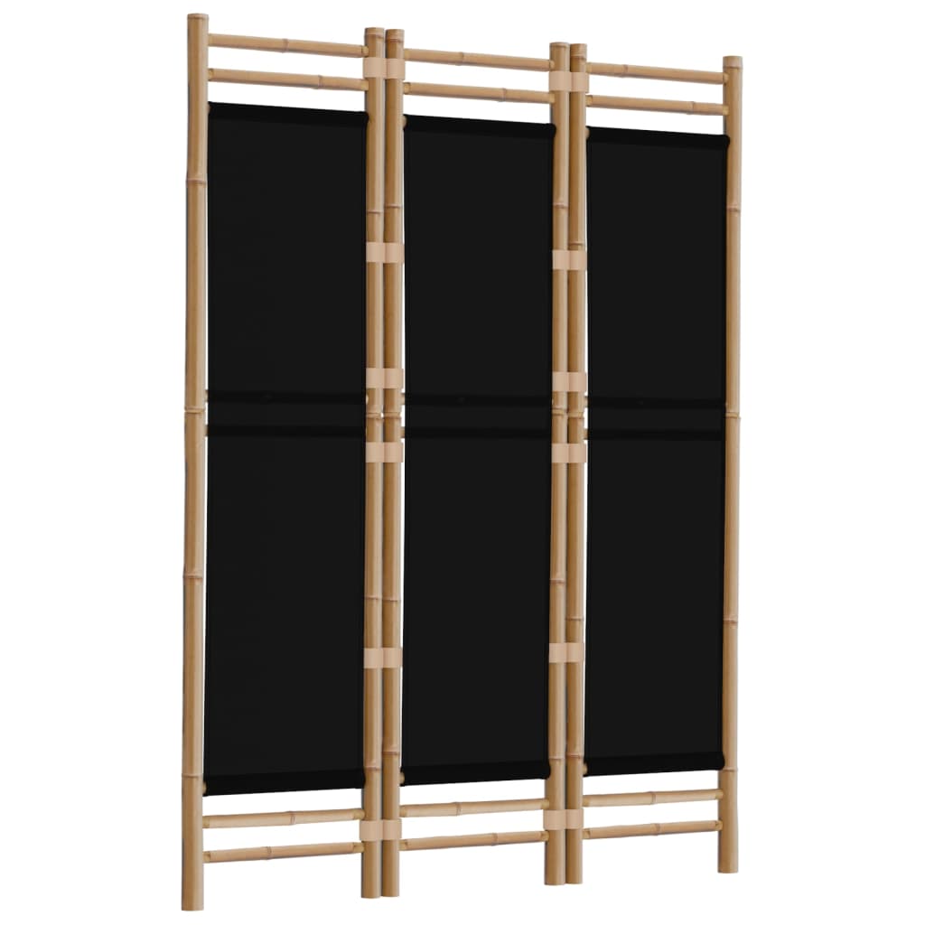 3-panels rumdeler 120 cm foldbar bambus og kanvas - sort, 120 x 180 cm, 1 - number 3.