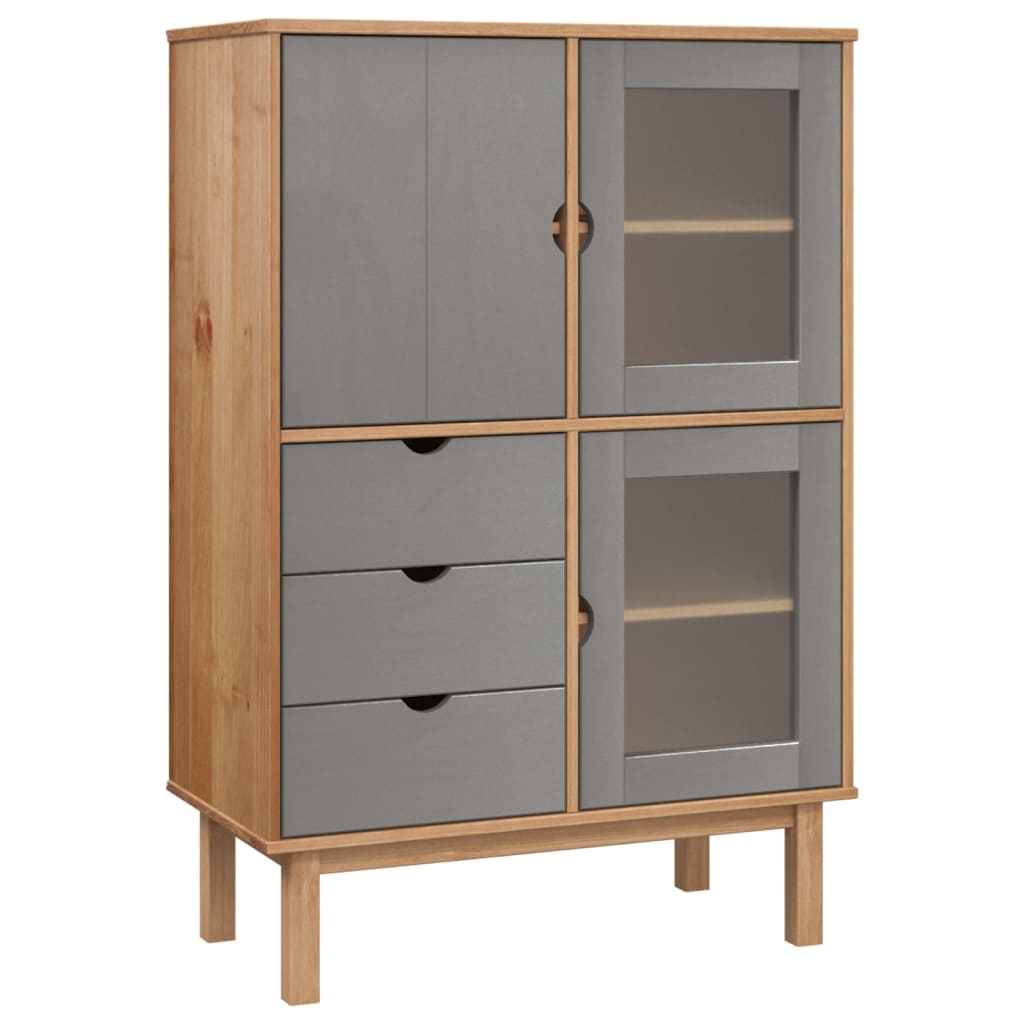 Tall cabinet otta 85x43x125 cm solid pine - brown and grey, 1 - number 2.