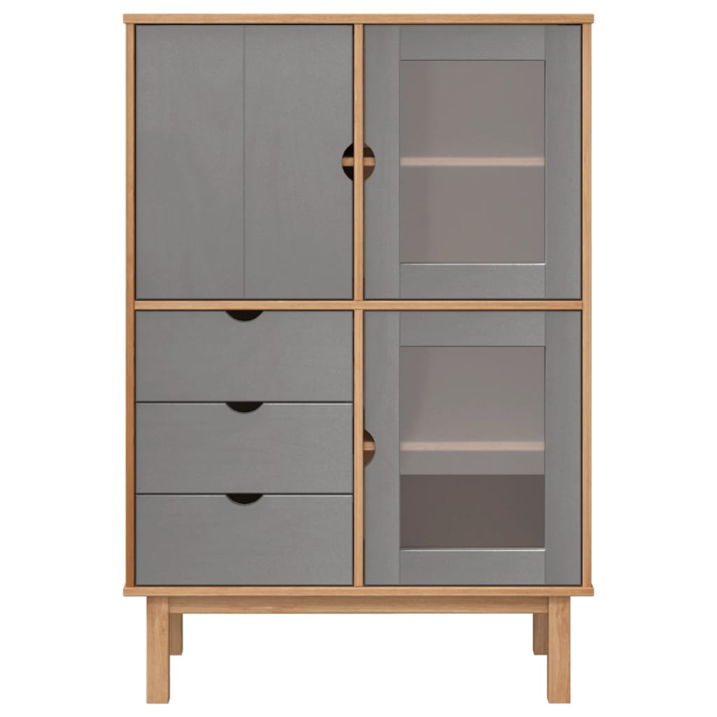 Tall cabinet otta 85x43x125 cm solid pine - brown and grey, 1 - number 3.
