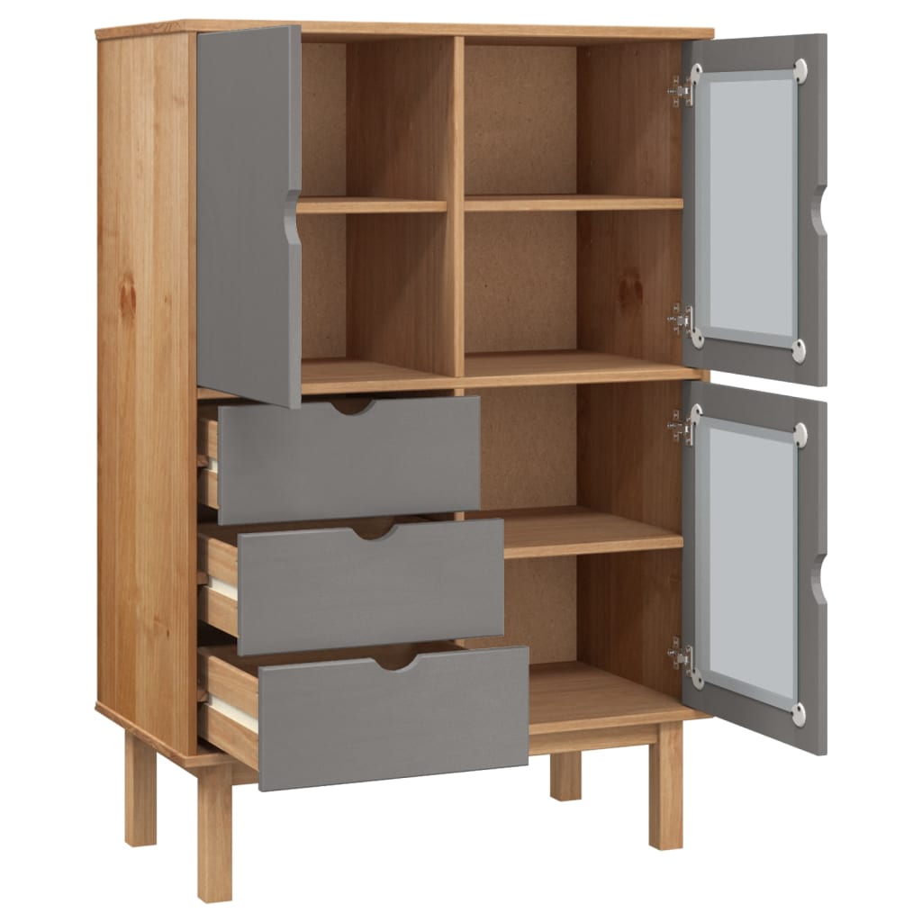 Tall cabinet otta 85x43x125 cm solid pine - brown and grey, 1 - number 4.