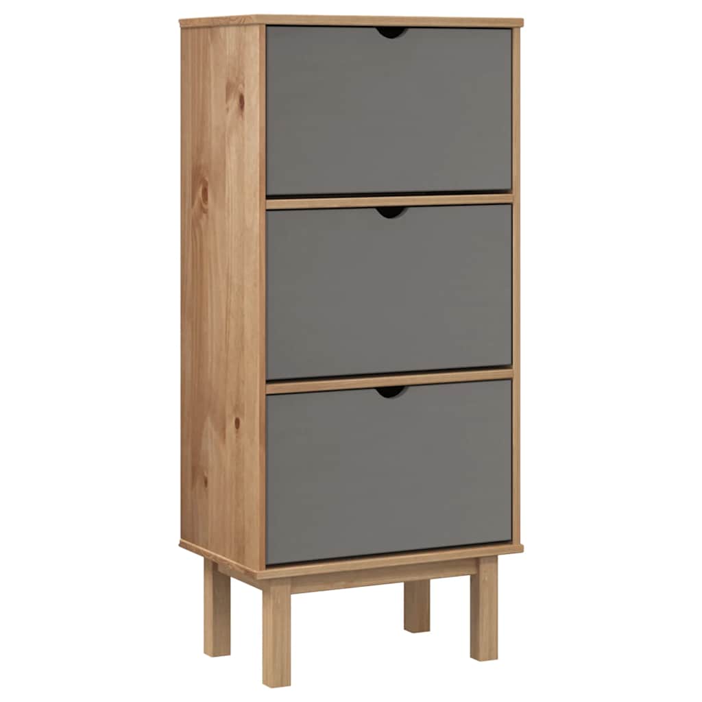 Shoe cabinet otta with 3 drawers solid pine - brown and gray, 1, 120 cm, 35 cm - number 2.