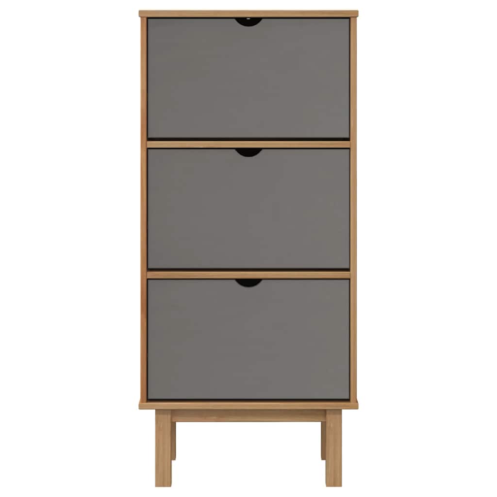 Shoe cabinet otta with 3 drawers solid pine - brown and gray, 1, 120 cm, 35 cm - number 4.