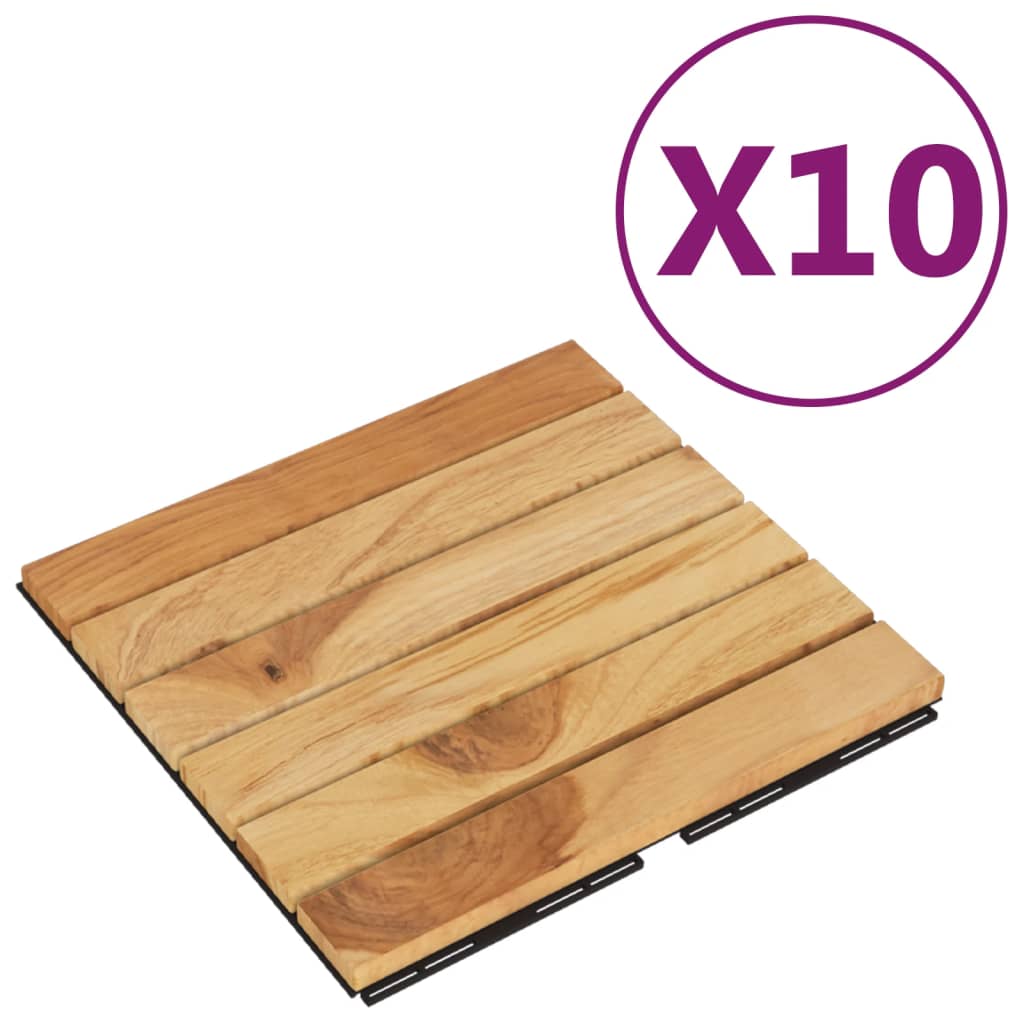 Terrassebrædder 10 stk. 30x30 cm lodret mønster massivt teak - number 2.
